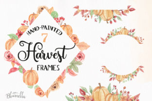 7 Pumpkin Harvest Frames Florals Illustrations