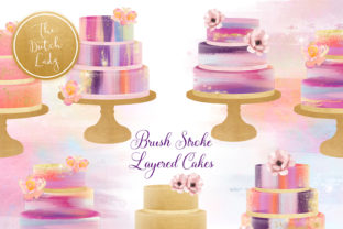Brush Stroke Marmor Cake Clipart & Illustrations