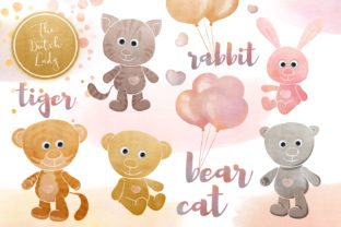 Cuddly Toy Animals Clipart Set Illustrations