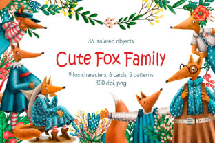 Cute Fox Family Clip Art Set Illustrations Review