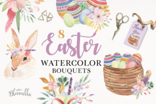 Easter Bunny Bouquet Spring Eggs Illustrations