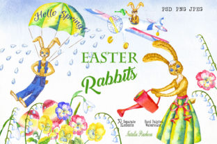 Easter Rabbits Spring Clipart & Illustrations