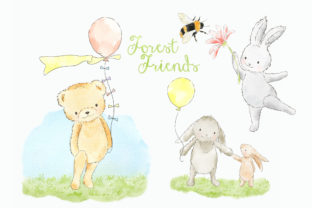 Forest Woodland Animals Clipart Graphic