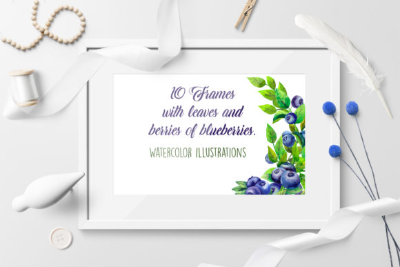 Frames with Berries of Blueberries Illustrations