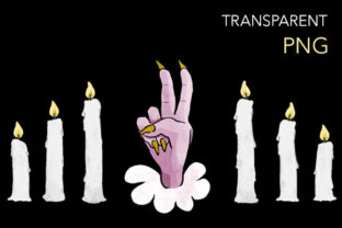 Funny Victory Monster Hand and Candles Illustrations