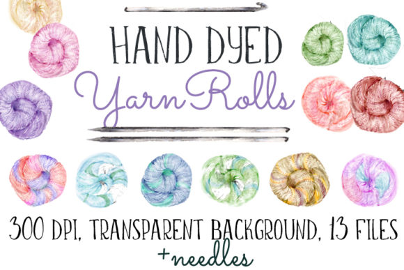 Hand Dyed Rainbow Yarn Rolls Illustrations