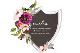 Marsala Blush Flowers Clipart & Illustrations