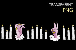Monster Hands and Candles Border Design Illustrations