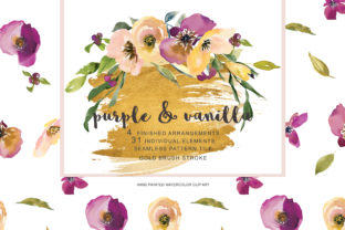 Purple Vanilla Flowers Clipart Set & Illustrations