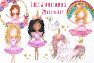 Rainbow Unicorn Clipart Girls Illustrations