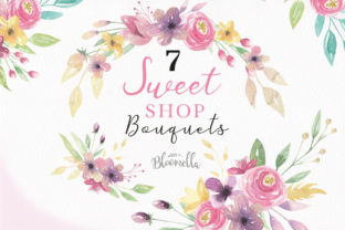 Sweet Shop Bouquets Flowers Floral Set Illustrations