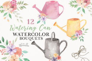Watering Can Flowers Clipart Spring Illustrations