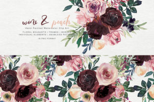 Wine and Peach Floral Bouquet Clipart Review